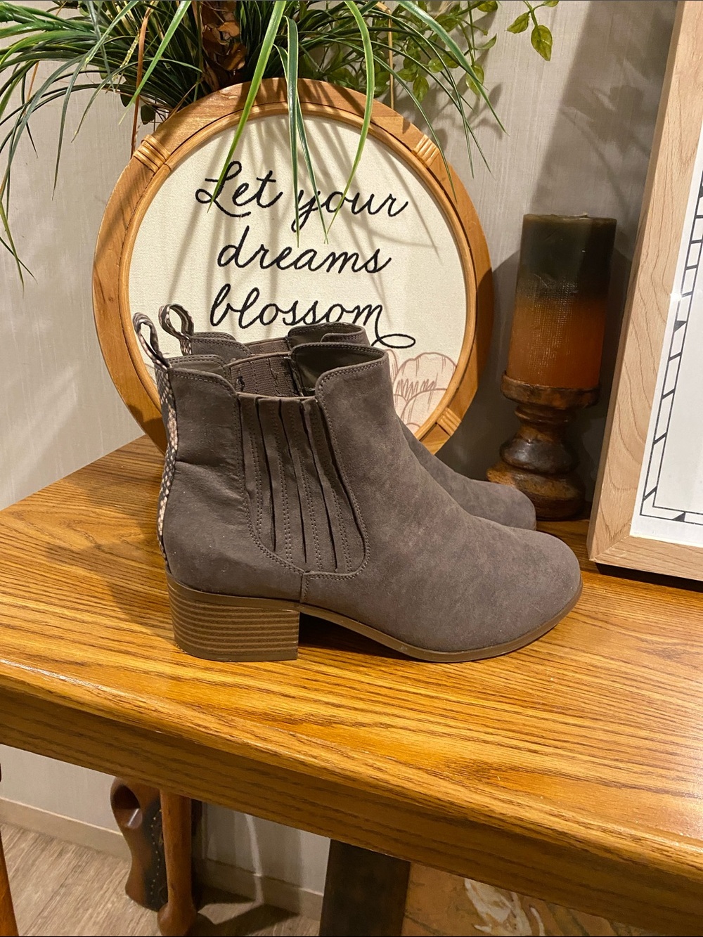 Lane Bryant Gray Suede Chelsea Ankle Boots